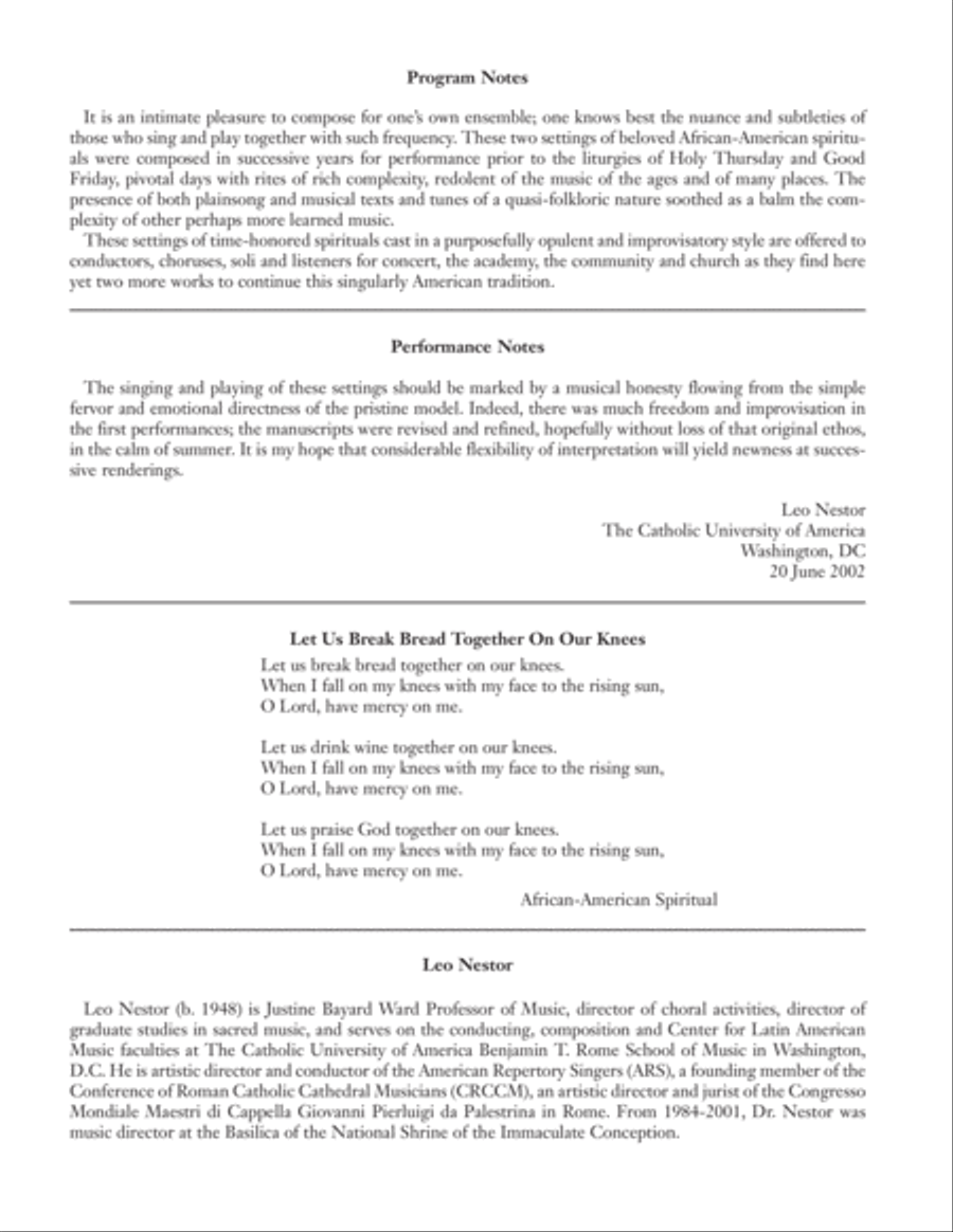 Two Spirituals: 1. Let Us Break Bread Together on our Knees 4-Part scores gallery preview page 2