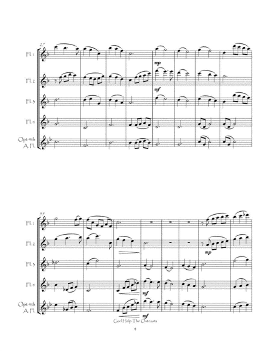 God Help The Outcasts God Help The Outcasts Flute Quartet scores gallery preview page 6
