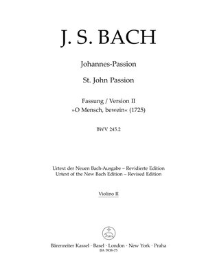 Book cover for St. John Passion "O Mensch, bewein", BWV 245.2