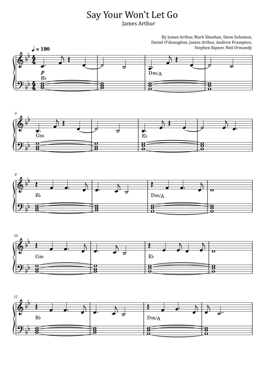 Say You Won't Let Go Say You Won't Let Go Piano Solo scores gallery preview page 1
