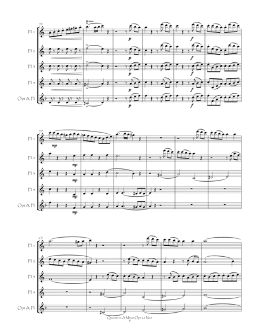 Quartet in A Minor Op122 No1 for Flute Quartet Flute Quartet scores gallery preview page 6