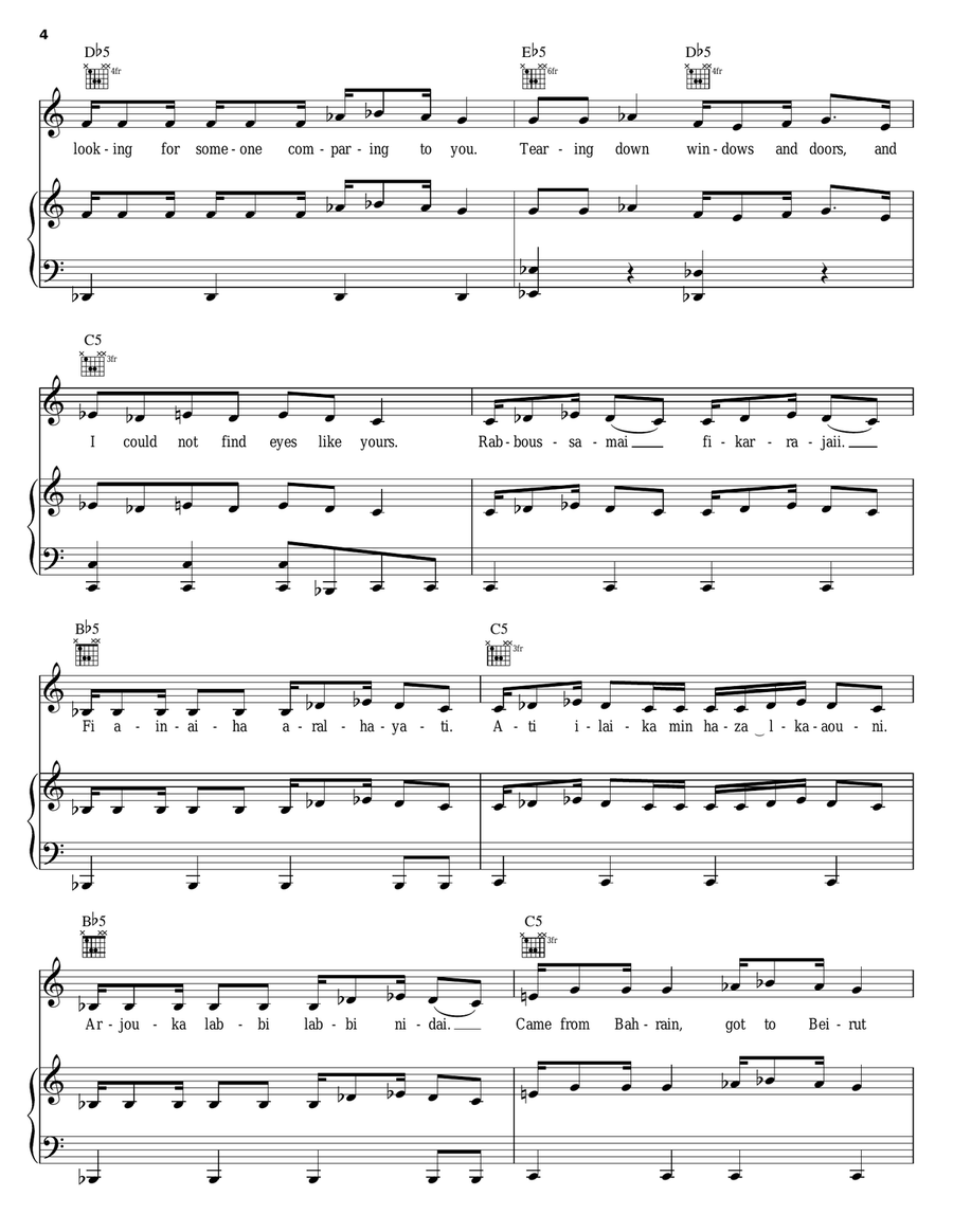 Eyes Like Yours (Ojos Asi) Piano, Vocal, Guitar scores gallery preview page 4
