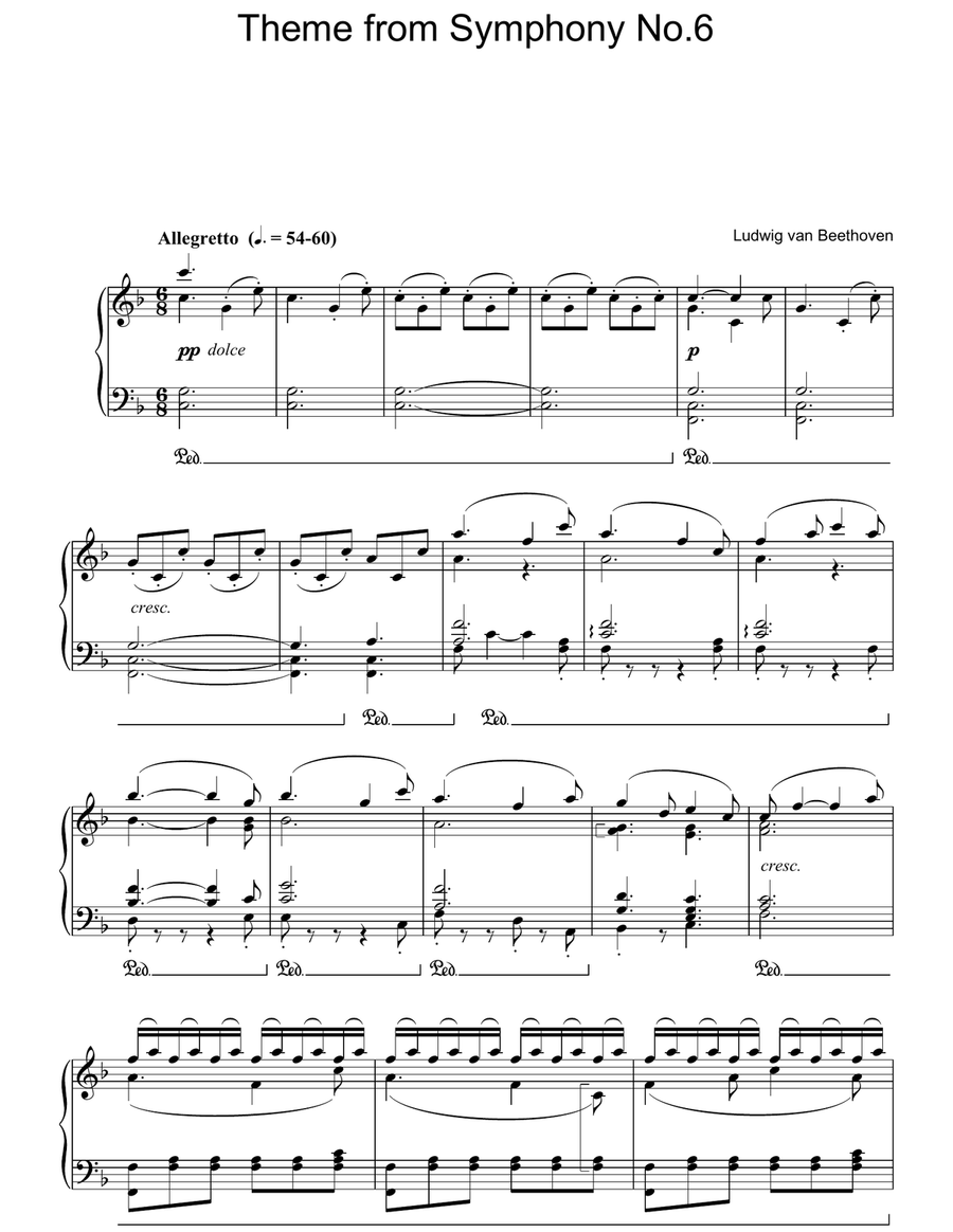Symphony No.6 (Pastoral), 5th Movement Piano Solo scores gallery preview page 1