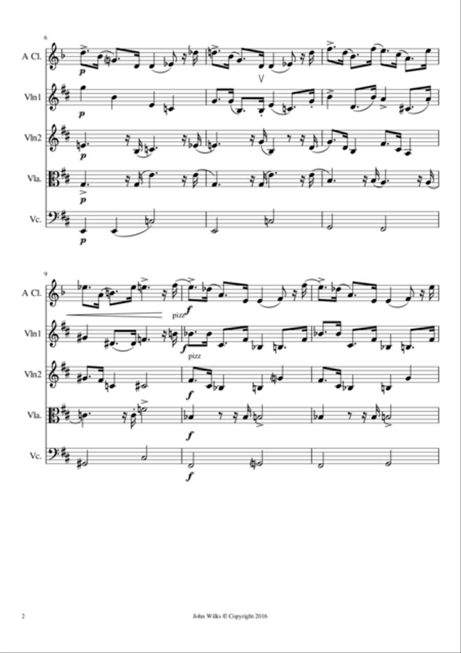 March Humoresque - Clarinet quintet Clarinet Quintet scores gallery preview page 2