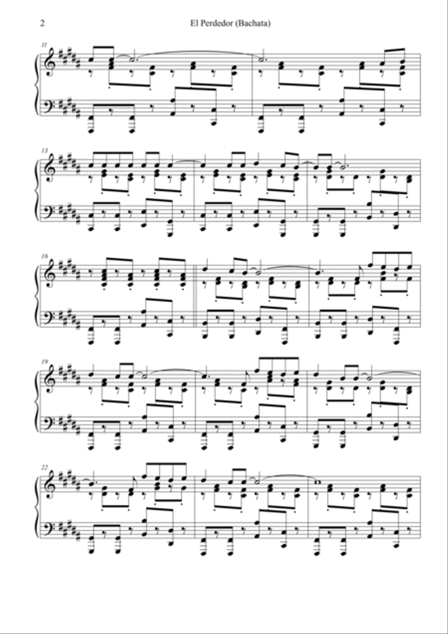 El Perdedor Piano Solo scores gallery preview page 2