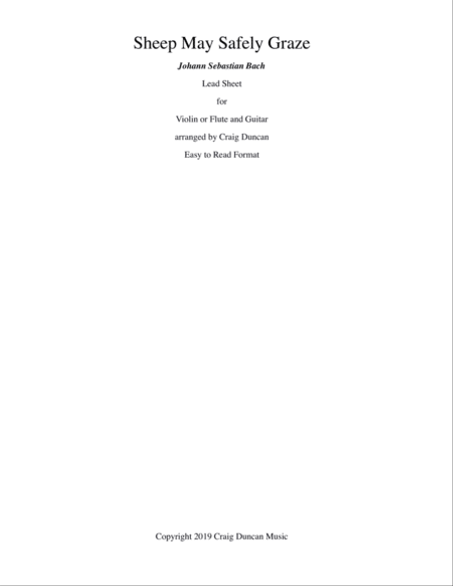 Sheep May Safely Graze Violin or Flute and Guitar Lead sheet Small Ensemble scores gallery preview page 1