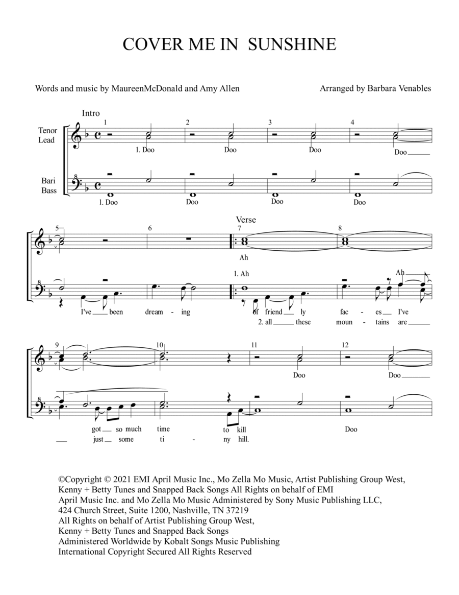 Cover Me In Sunshine Small Ensemble scores gallery preview page 1