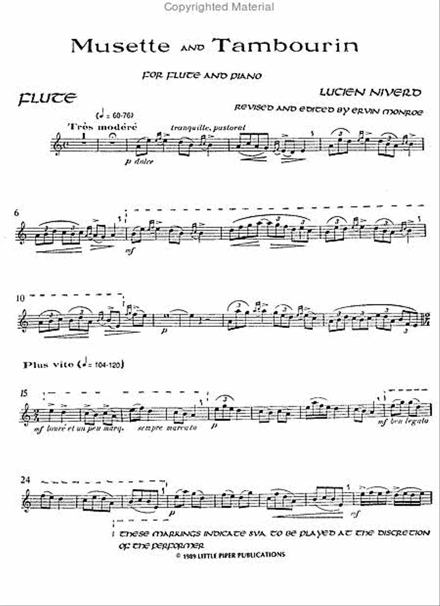 Musette and Tambourin Musette and Tambourin Flute Solo scores gallery preview page 2