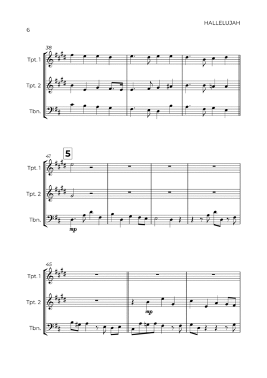 HALLELUJAH - HANDEL - BRASS TRIO (TRUMPET 1, TRUMPET 2 & TROMBONE) Brass Trio scores gallery preview page 6