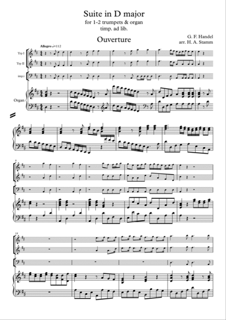 G. F. Handel Suite D major (from Water music) for 1-2 trumpets & organ, timp. ad lib. Trumpet Duet scores gallery preview page 3