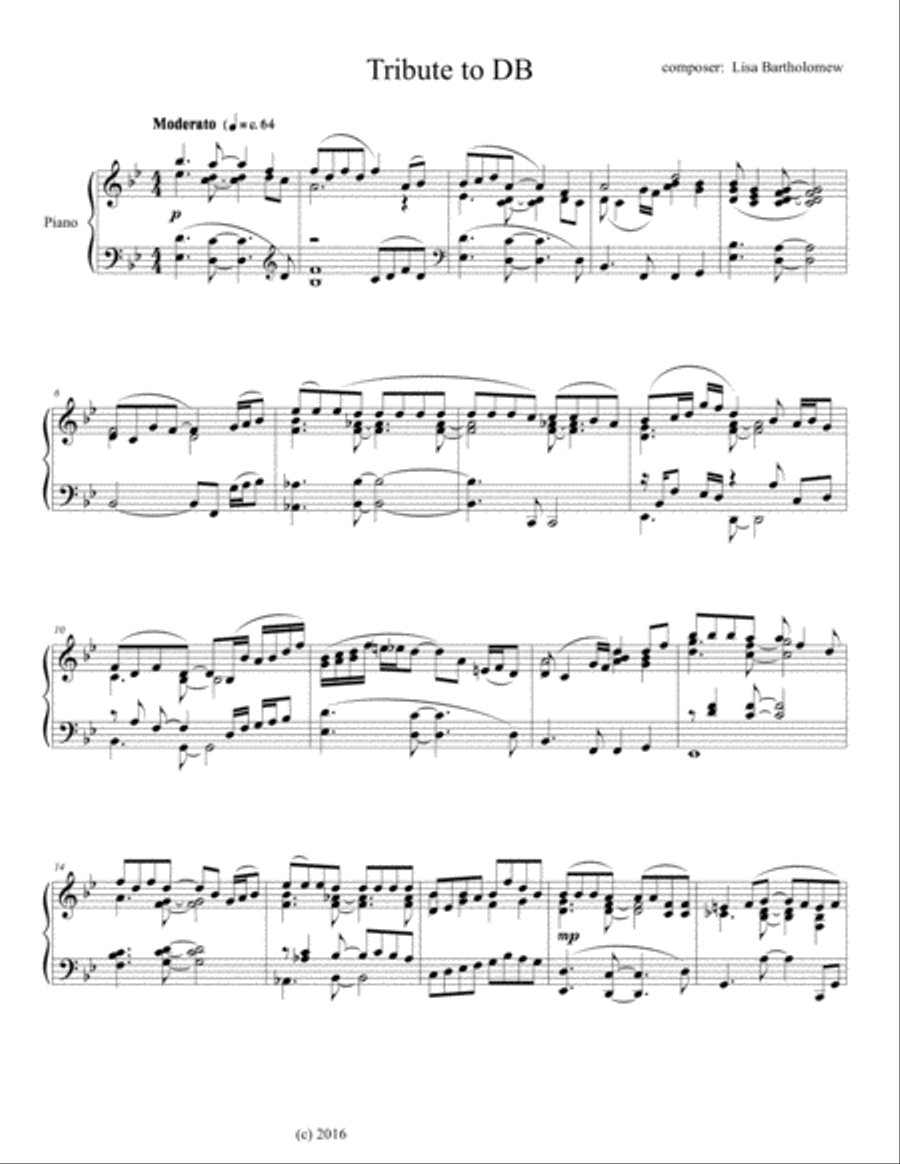 Tribute to DB Piano Solo scores gallery preview page 1
