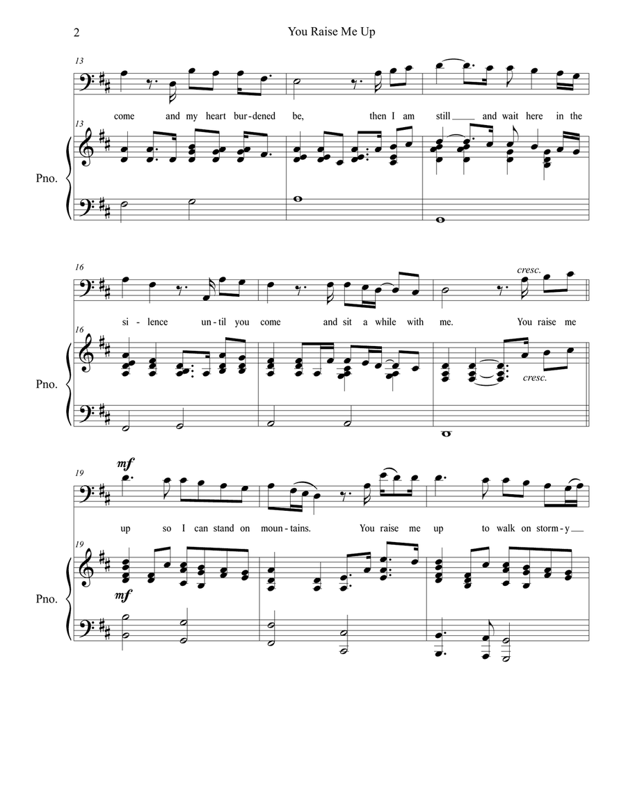 You Raise Me Up Low Voice scores gallery preview page 2