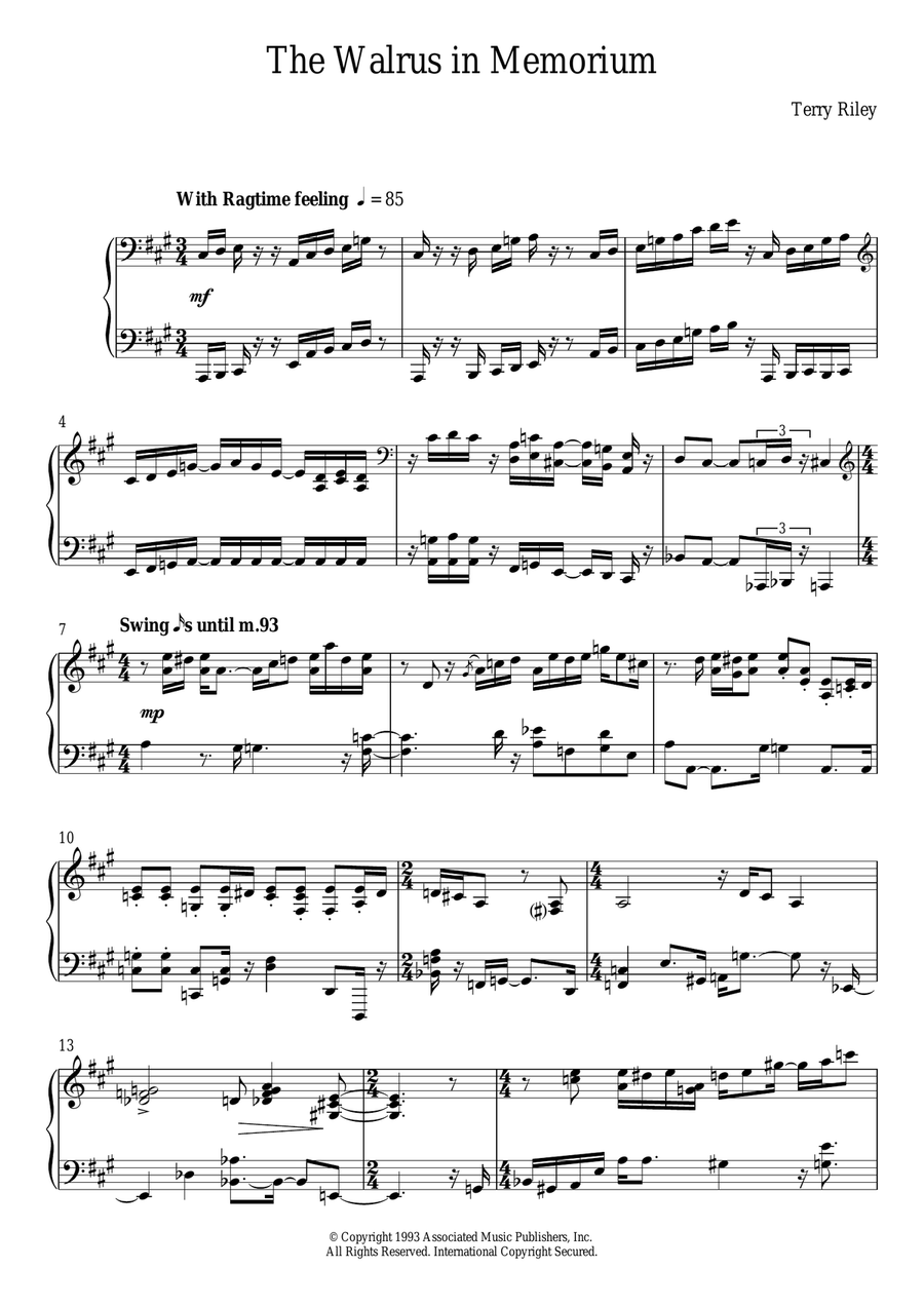 The Walrus In Memoriam Piano Solo scores gallery preview page 1