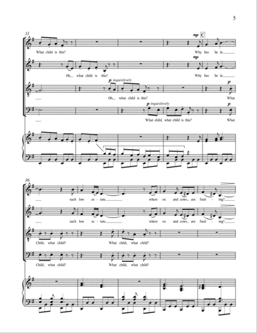 Rejoice!: 1. What Child Is This? 4-Part scores gallery preview page 5