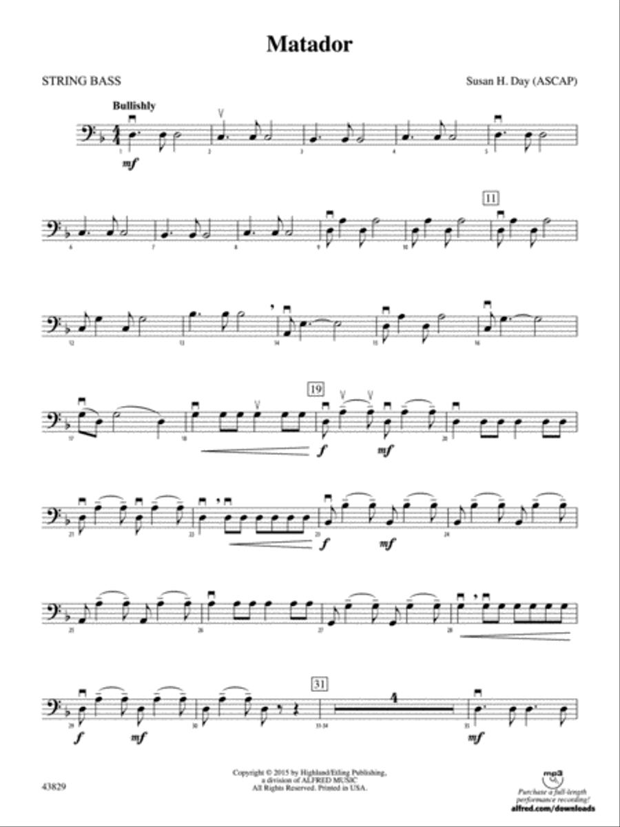 Matador: String Bass String Orchestra scores gallery preview page 1