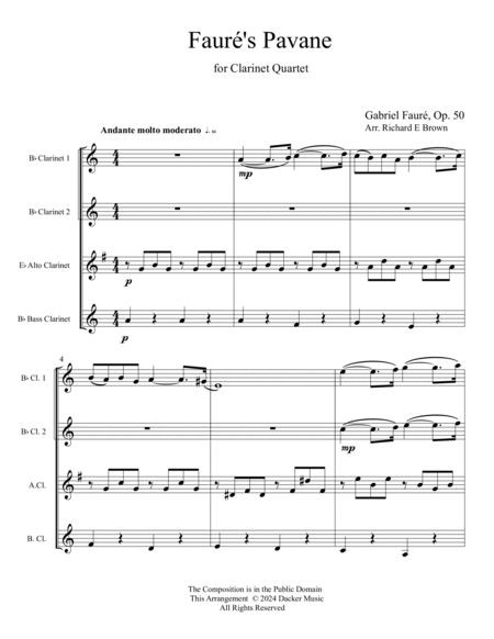 Fauré's Pavane - Clarinet Quartet image number null