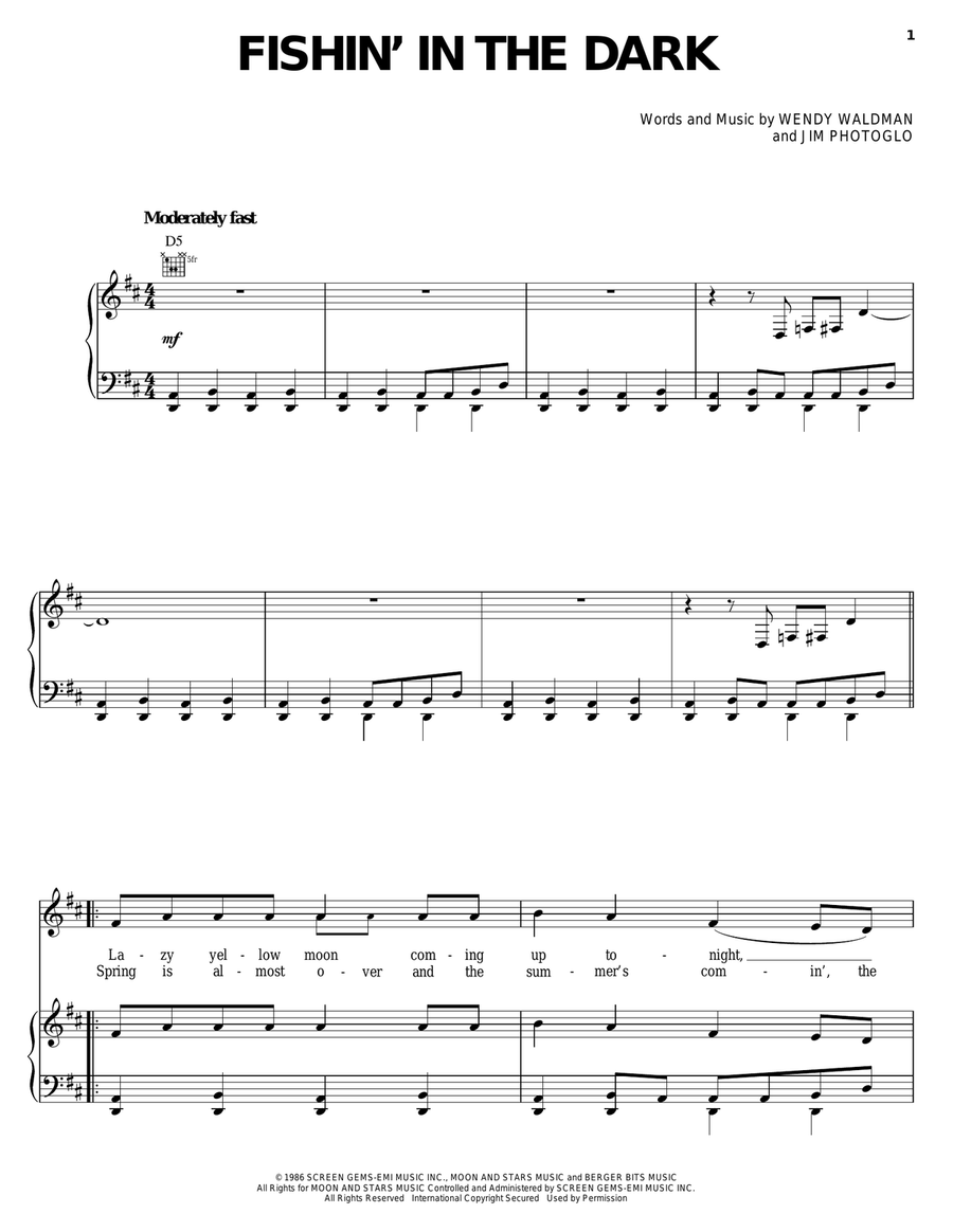 Fishin' In The Dark Piano, Vocal, Guitar scores gallery preview page 1