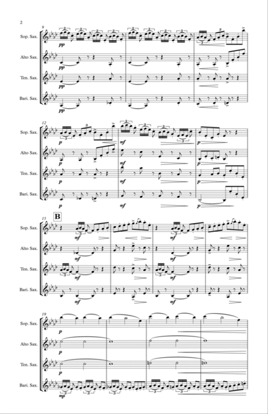 2nd Arabesque from Deux Arabesques Saxophone Quartet scores gallery preview page 2