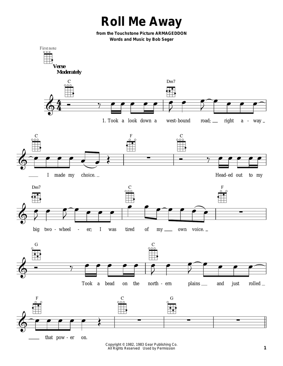Roll Me Away Ukulele scores gallery preview page 1