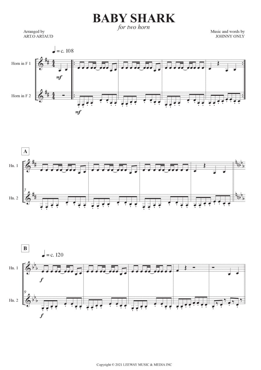 Baby Shark Baby Shark Brass Duet scores gallery preview page 1