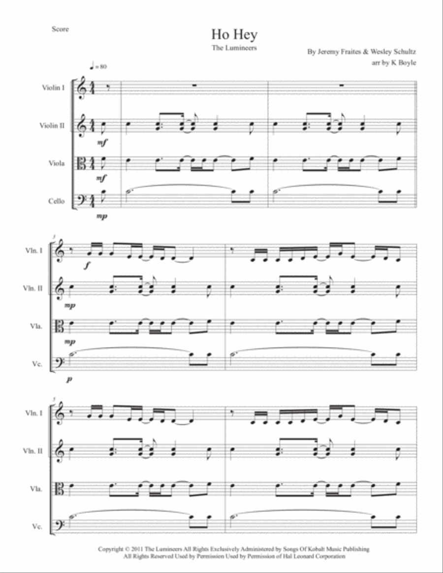 Ho Hey String Quartet scores gallery preview page 1