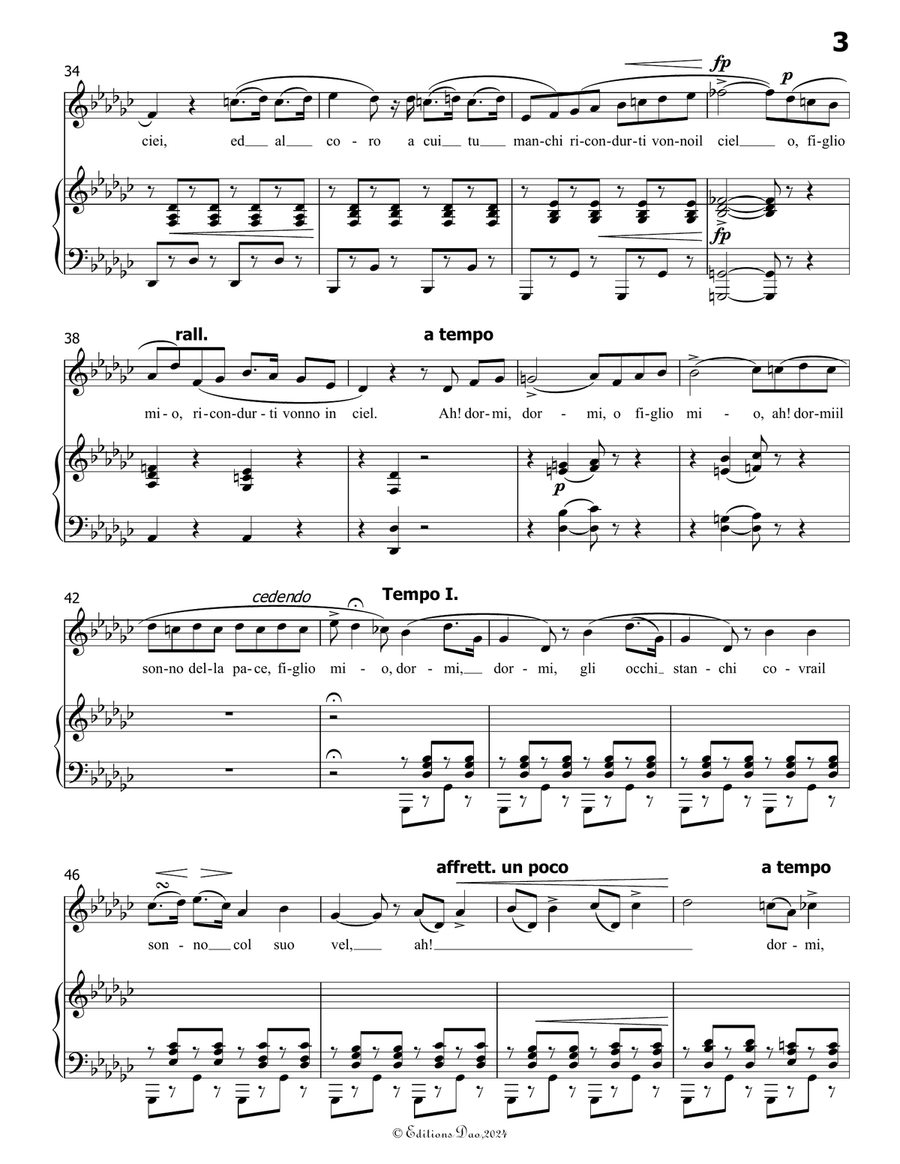 La ninna nanna, by Donizetti, A 202, in f sharp minor Piano, Vocal scores gallery preview page 5