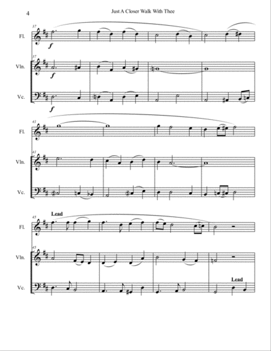 Just A Closer Walk With Thee - Trio (Flute or Clarinet, Violin and Cello) Small Ensemble scores gallery preview page 4