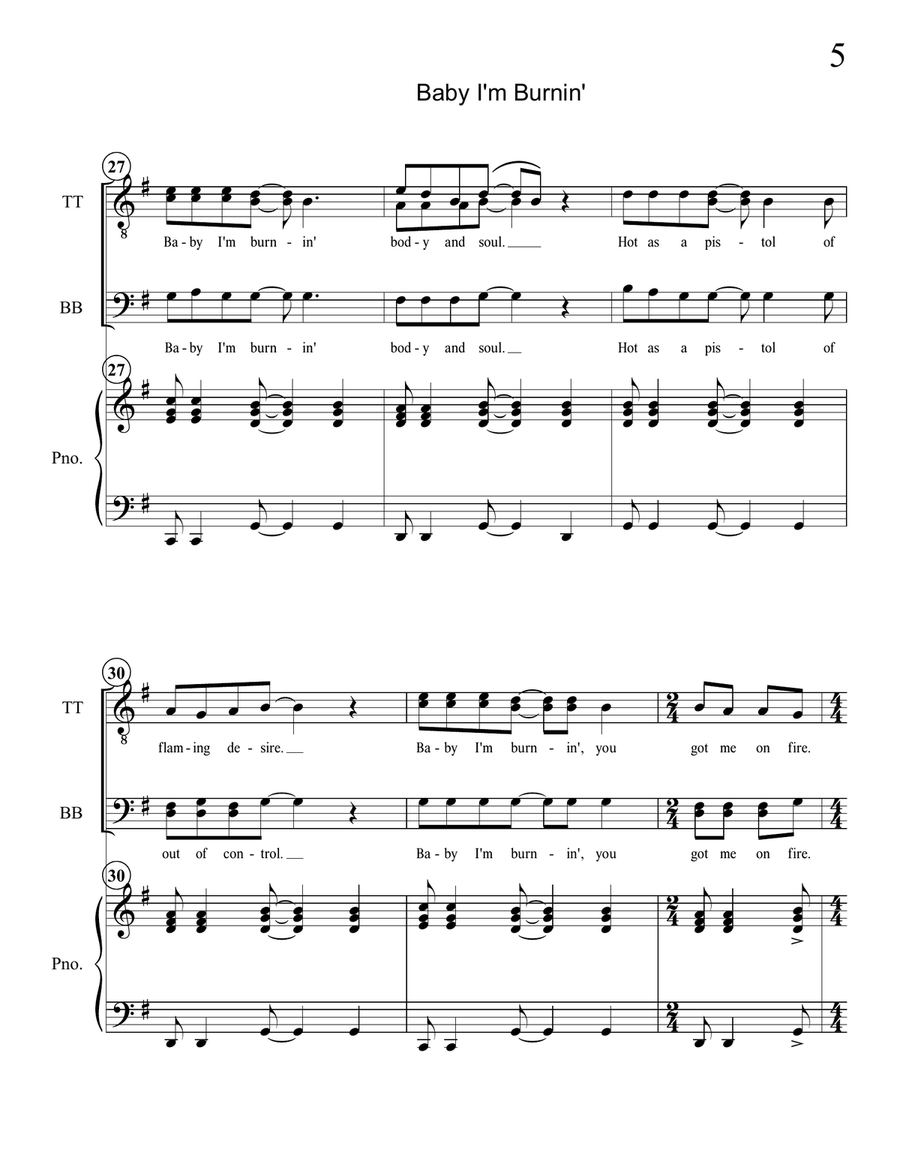 Baby I'm Burning TTBB scores gallery preview page 5