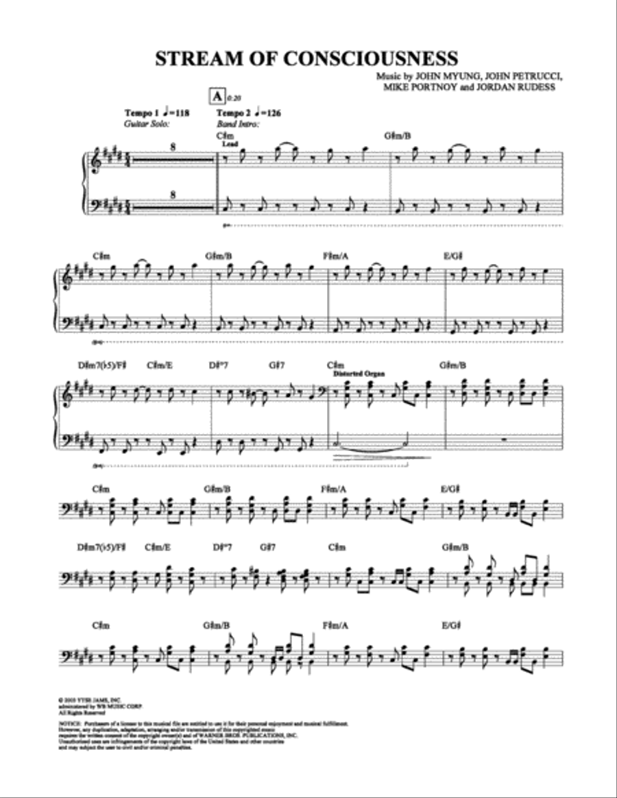 Stream of Consciousness Piano, Vocal, Guitar scores gallery preview page 1