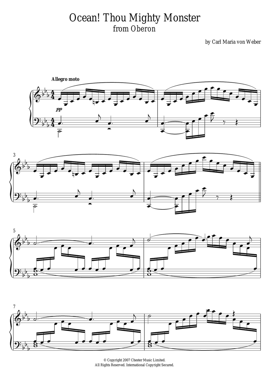 Ocean! Thou Mighty Monster (from 'Oberon') Piano Solo scores gallery preview page 1
