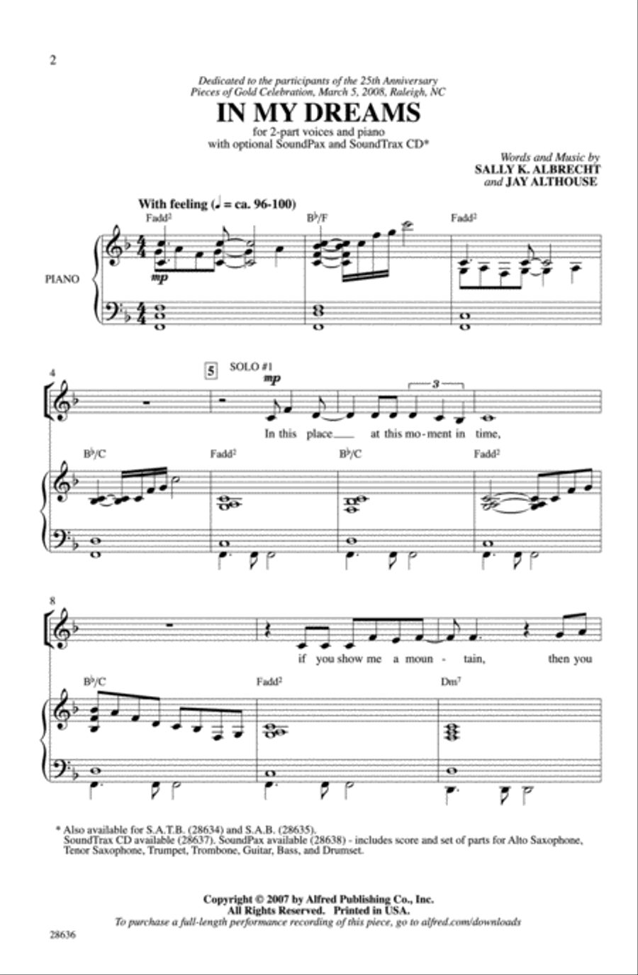 In My Dreams 2-Part scores gallery preview page 2