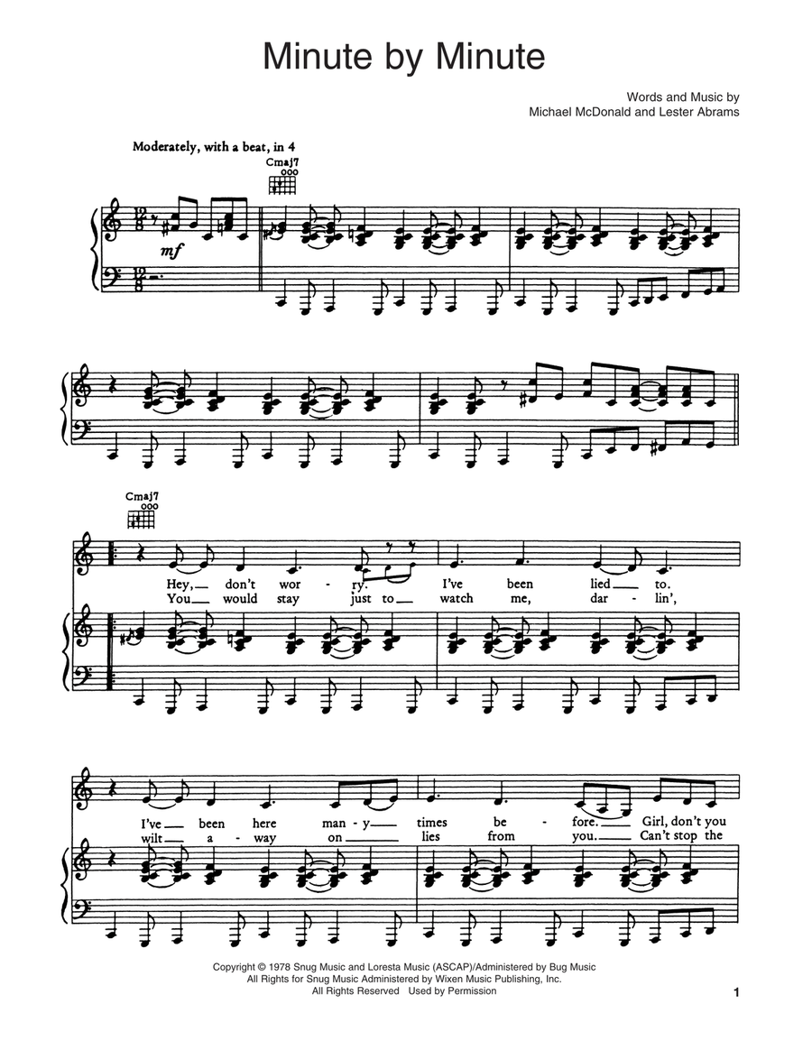 Minute By Minute Minute By Minute Piano, Vocal, Guitar scores gallery preview page 1
