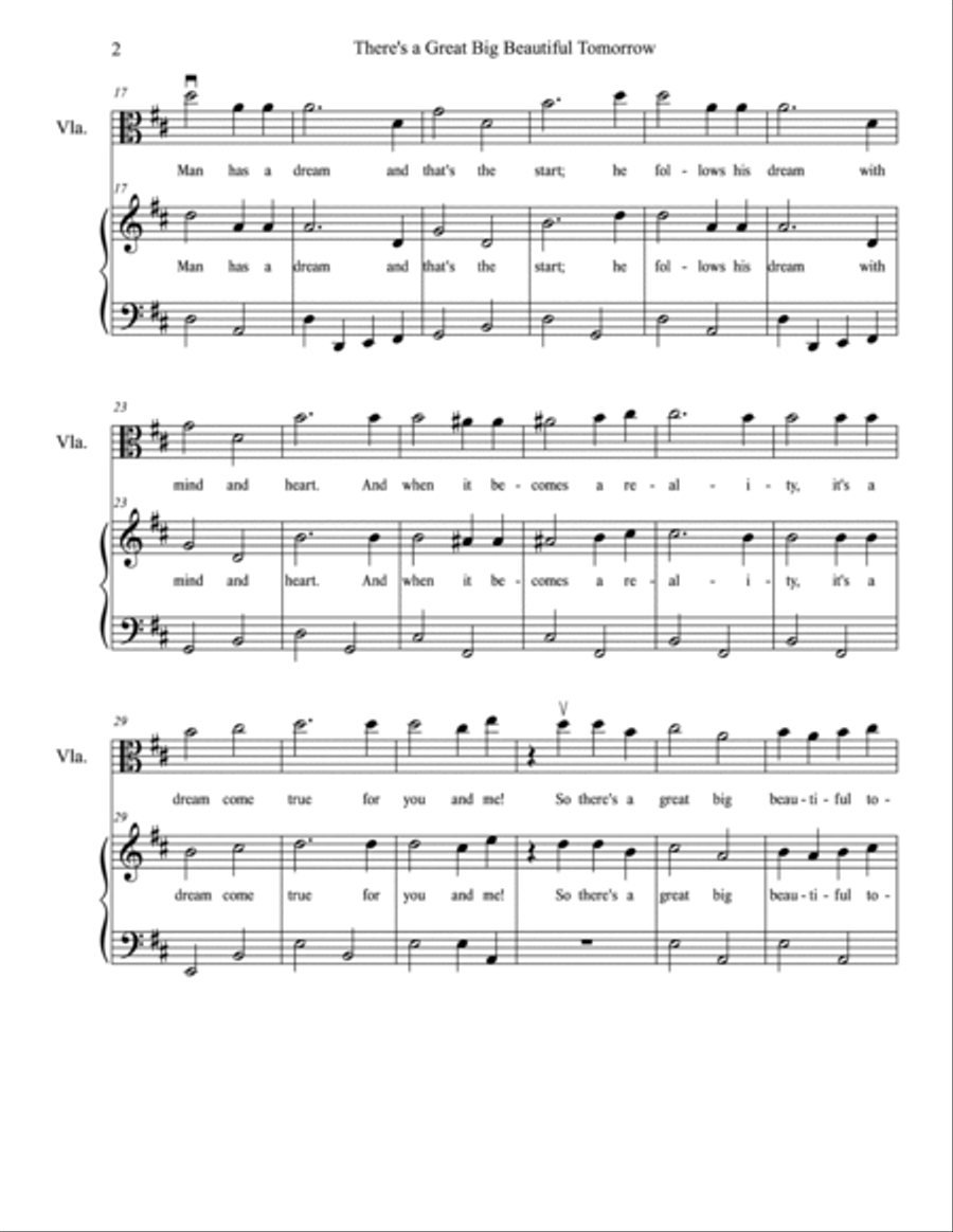 There's A Great Big Beautiful Tomorrow Viola scores gallery preview page 2