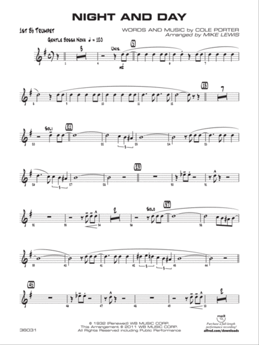 Night and Day: 1st B-flat Trumpet Jazz Ensemble scores gallery preview page 1