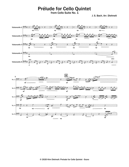 Bach Prelude for Cello Quintet (Score) - Score Only image number null