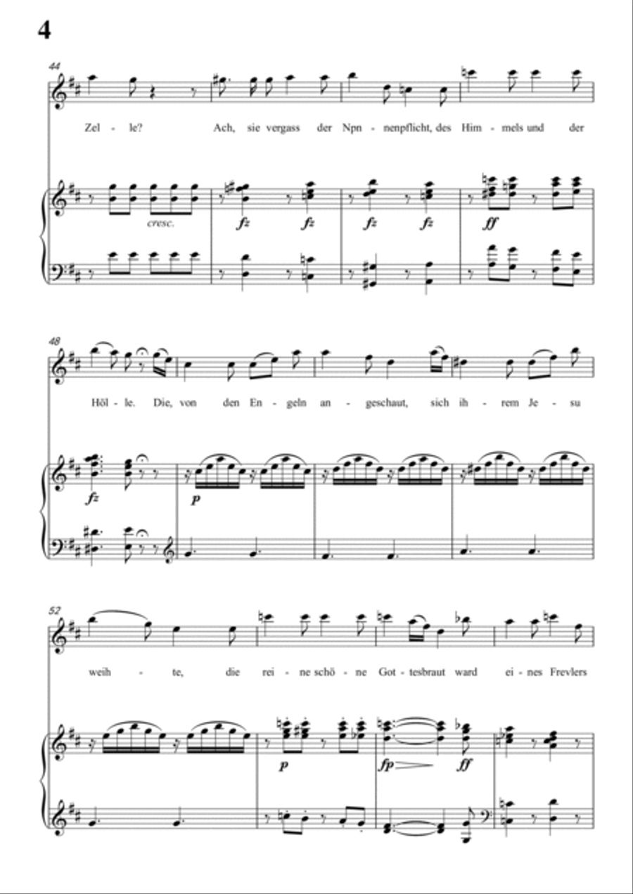 Schubert-Die Nonne in D D.208,for Vocal and Piano Voice scores gallery preview page 5