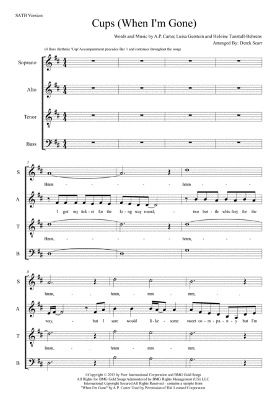 Cups (When I'm Gone) 4-Part scores gallery preview page 1