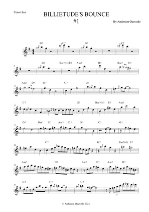 Billietude's Bounce #1 for Tenor Saxophone - Easy Intermediate Blues/Jazz Original Etude