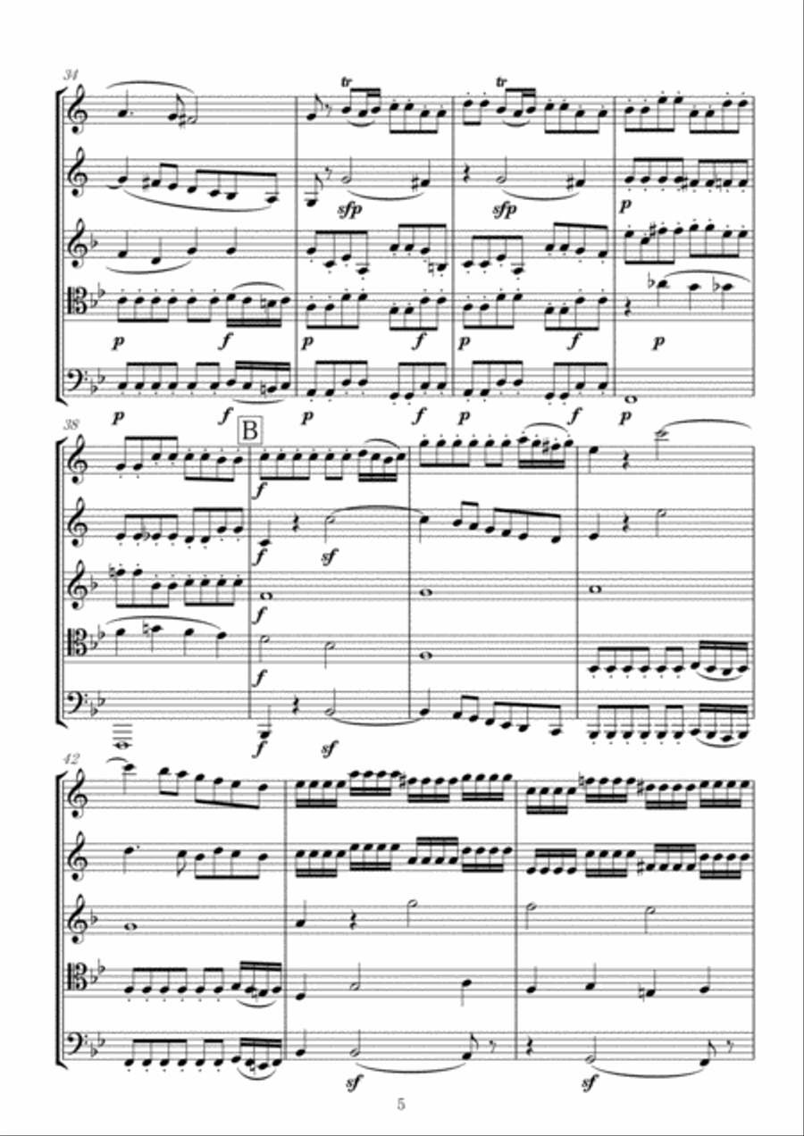 Overture to the Magic Flute for Brass Quintet Brass Ensemble scores gallery preview page 5