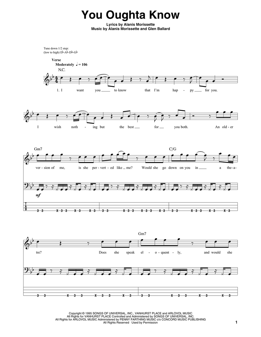 You Oughta Know Acoustic Guitar scores gallery preview page 1
