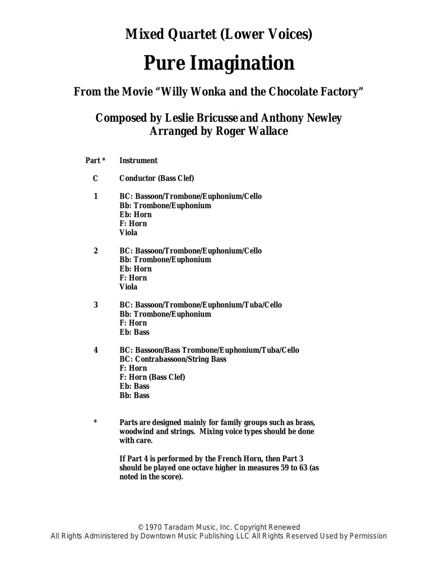 Pure Imagination Brass Quartet scores gallery preview page 1