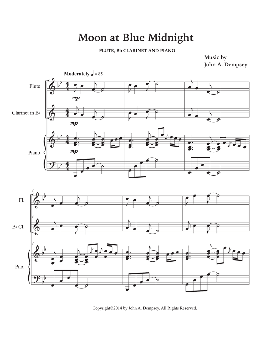 Moon at Blue Midnight (Trio for Flute, Clarinet and Piano) Small Ensemble scores gallery preview page 5