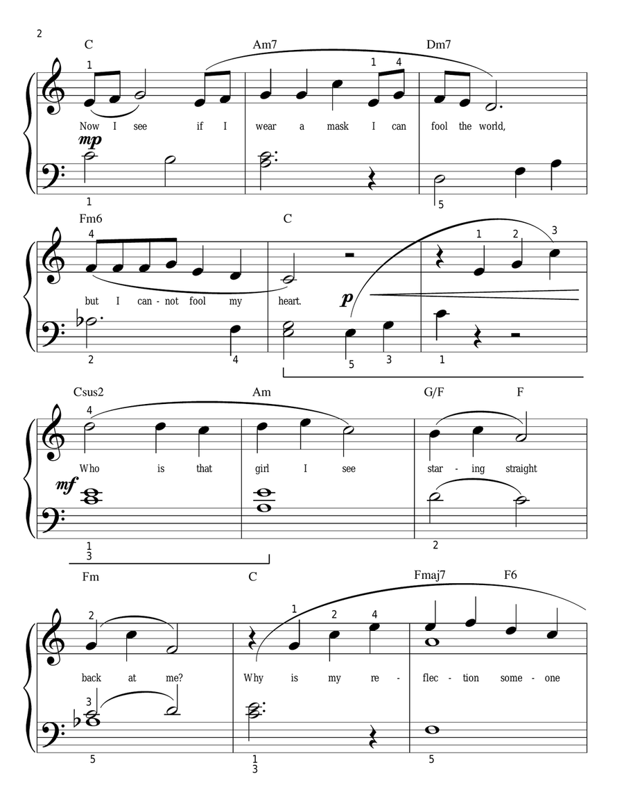 Reflection (from Mulan) (arr. Phillip Keveren) Easy Piano scores gallery preview page 2