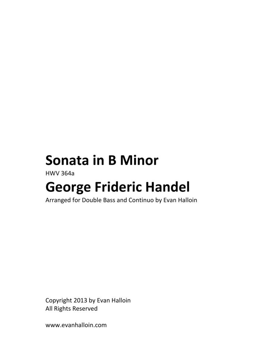 Handel, George Frideric - Sonata in B Minor, arranged for Double Bass and Continuo