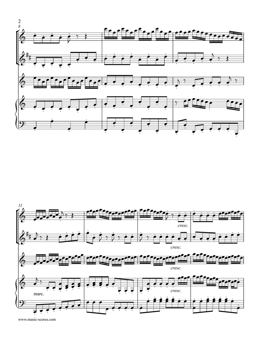 Handel: Arrival of the Queen of Sheba - Flute, Clarinet (high or low version), Violin, Piano Small Ensemble scores gallery preview page 2