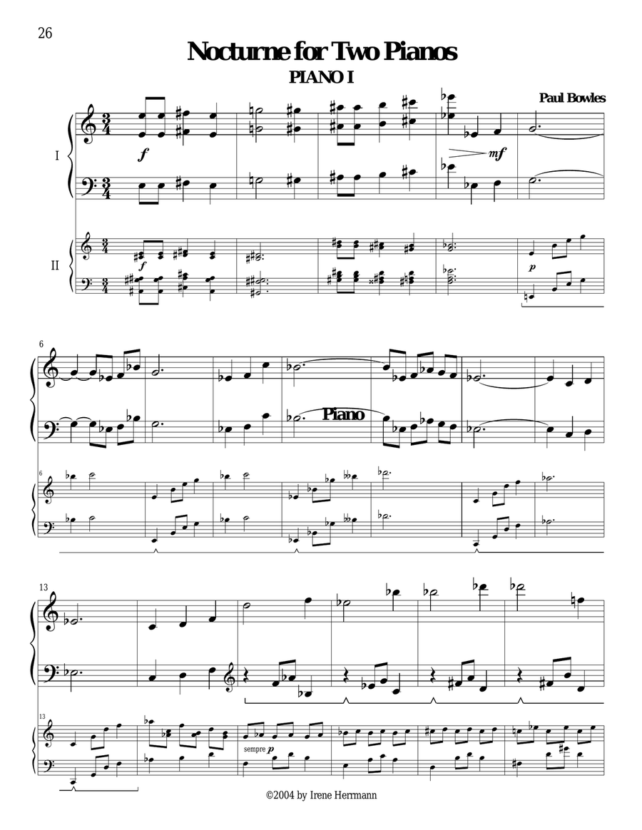 Nocturne For Two Pianos Nocturne For Two Pianos 2 Pianos, 4-Hands scores gallery preview page 1
