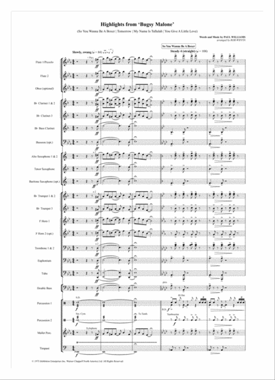 Highlights from Bugsy Malone Concert Band scores gallery preview page 2