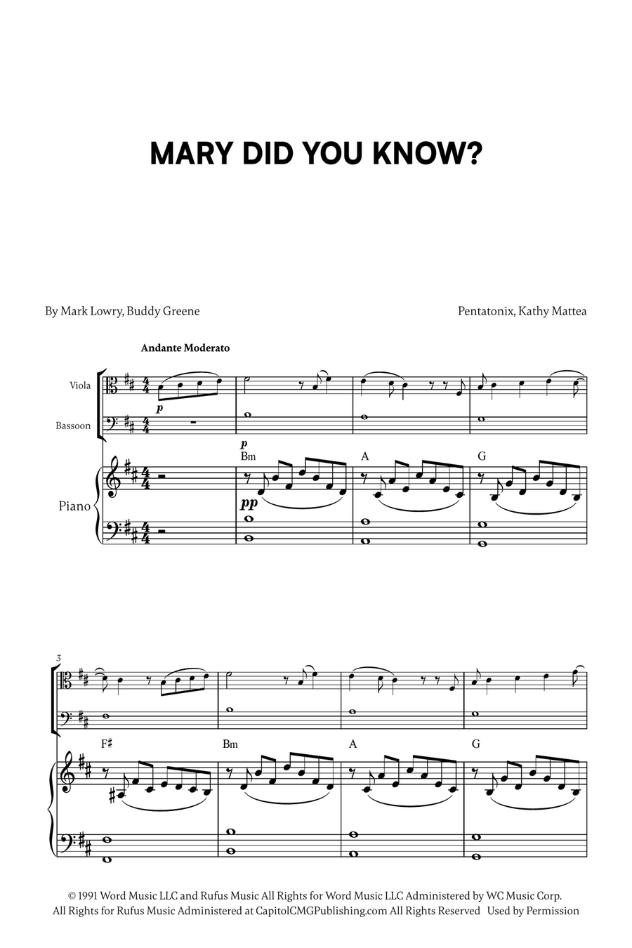 Mary, Did You Know? Bassoon scores gallery preview page 1