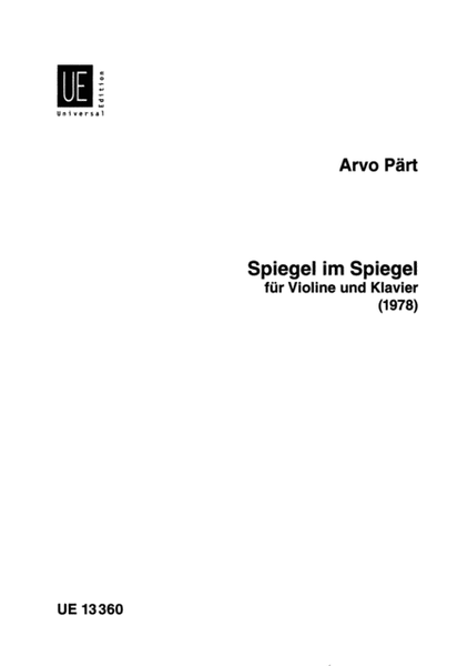 Spiegel im Spiegel (1978) by Arvo Part Violin Solo - Sheet Music