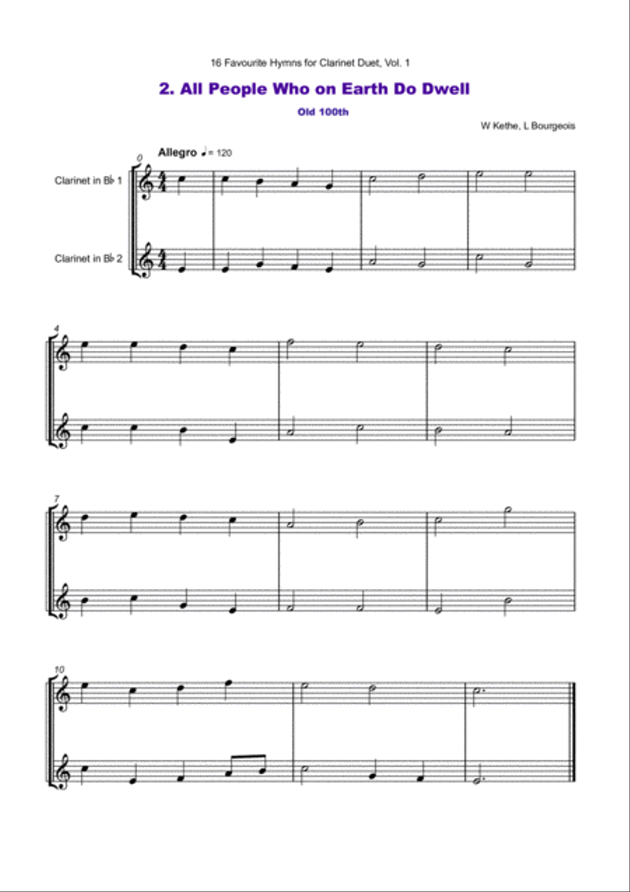 16 Favourite Hymns Vol.1 for Clarinet Duet Clarinet Duet scores gallery preview page 3